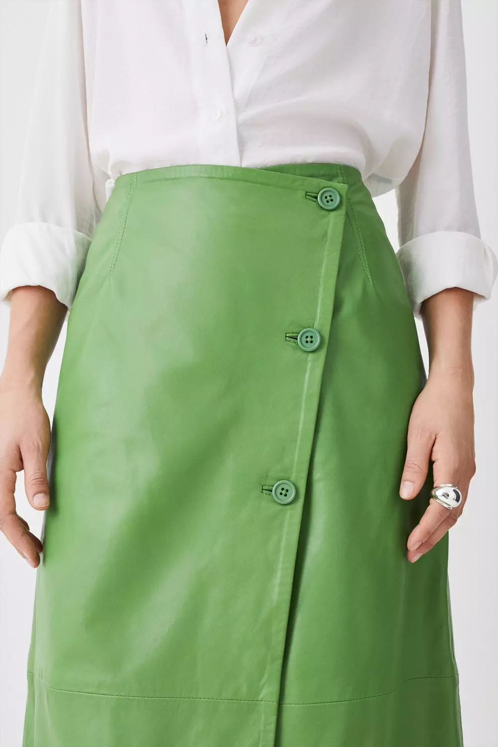 Lime green outlet leather skirt